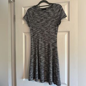 Topshop black and white fit and flare knee length dress